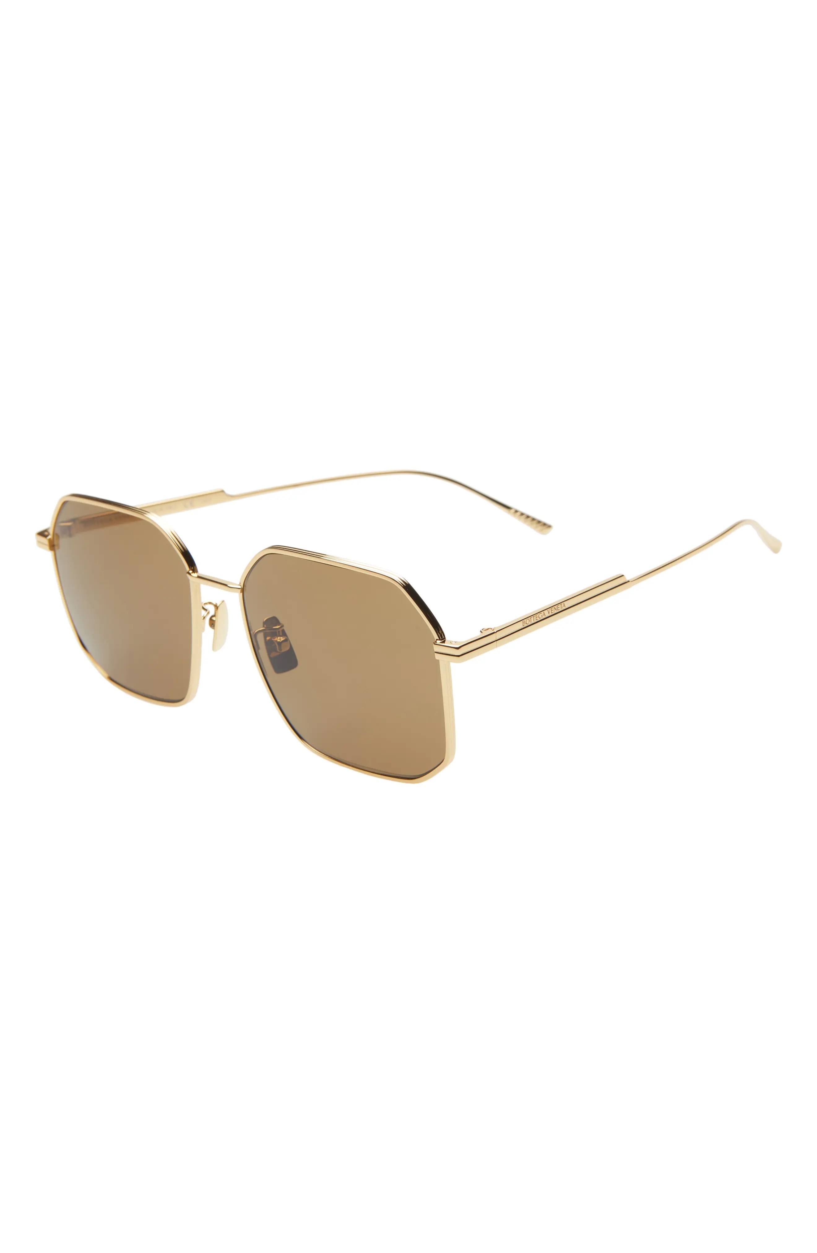 58mm Square Sunglasses in Gold/Brown - 2