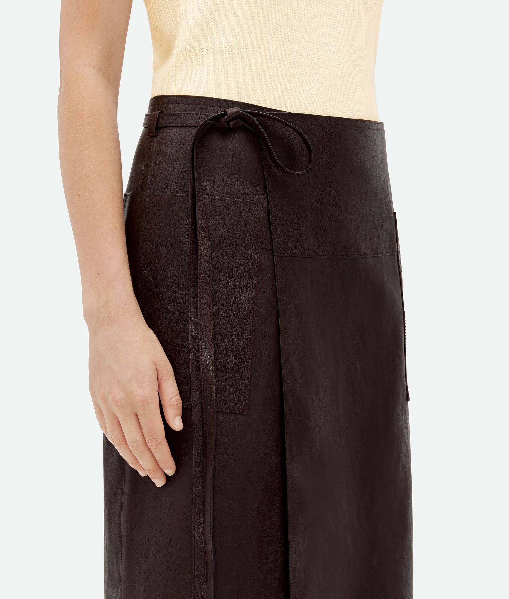 Nappa Leather Wrapped Skirt - 5