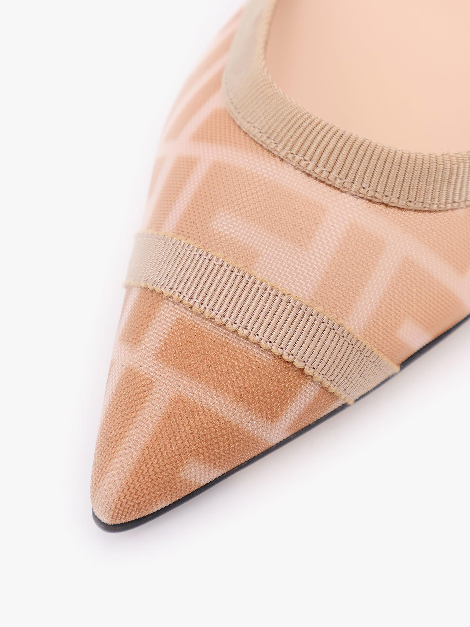 Colibrì Leather And Mesh Slingback With Ff Motif - 5