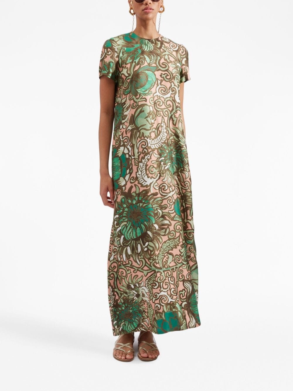 Swing floral-print silk shirt dress - 2