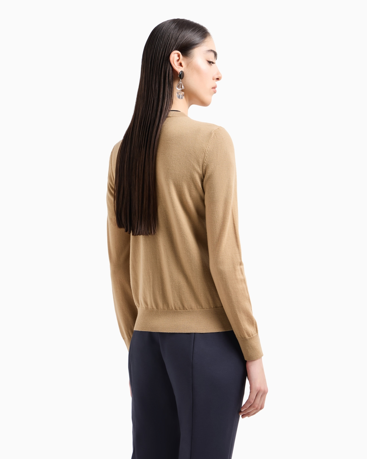 Cardigan in plain-knit, pure virgin wool - 3