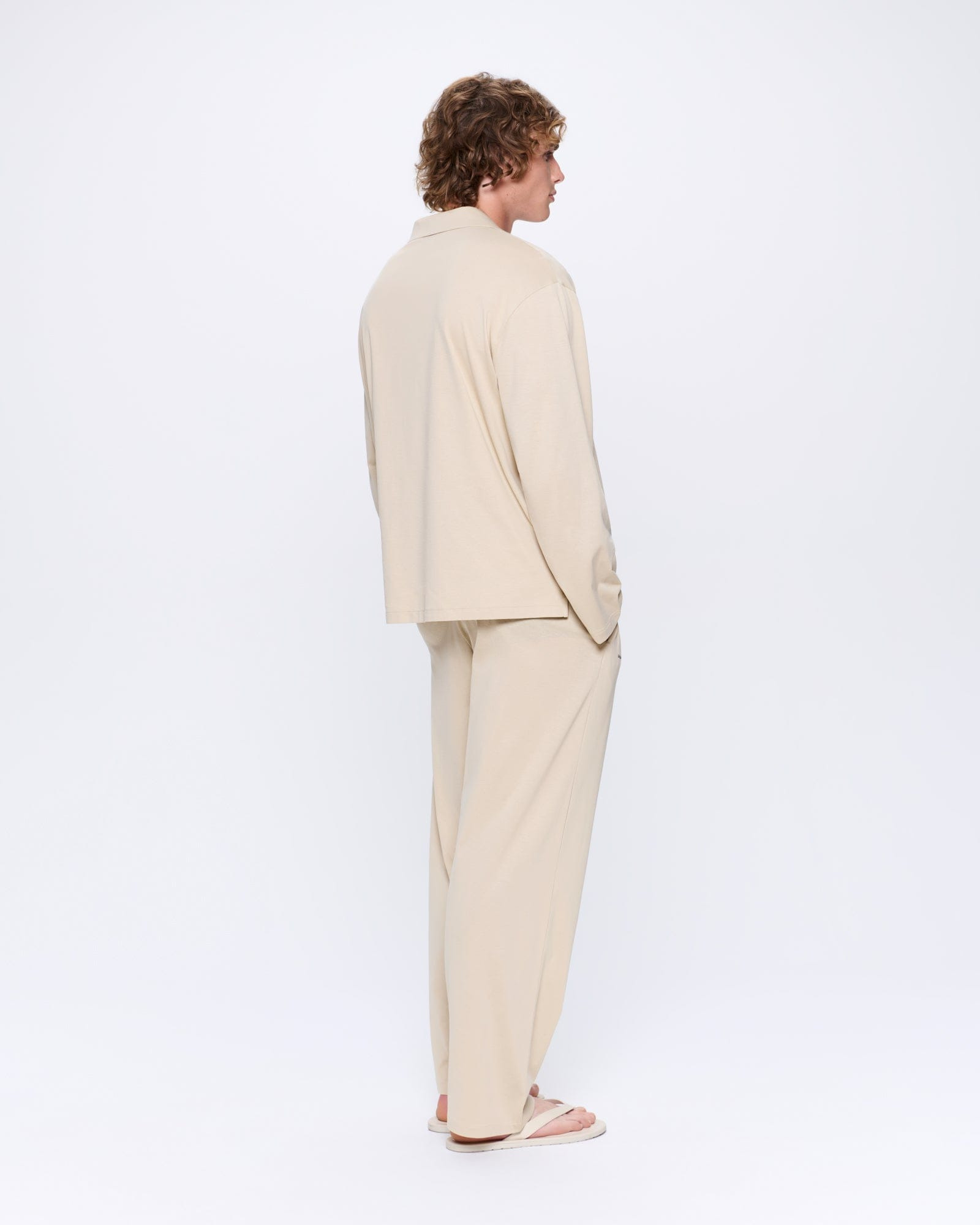 Mens 365 Lightweight Long Pyjama Set  - Maitake Beige - 5
