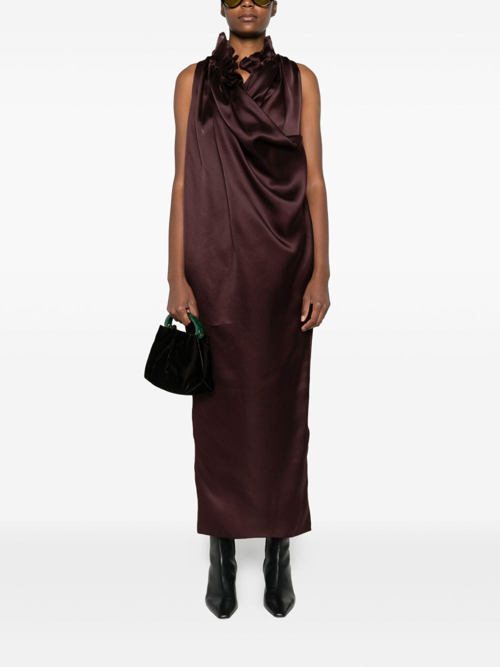 draped-details cowl-neck maxi dress - 2