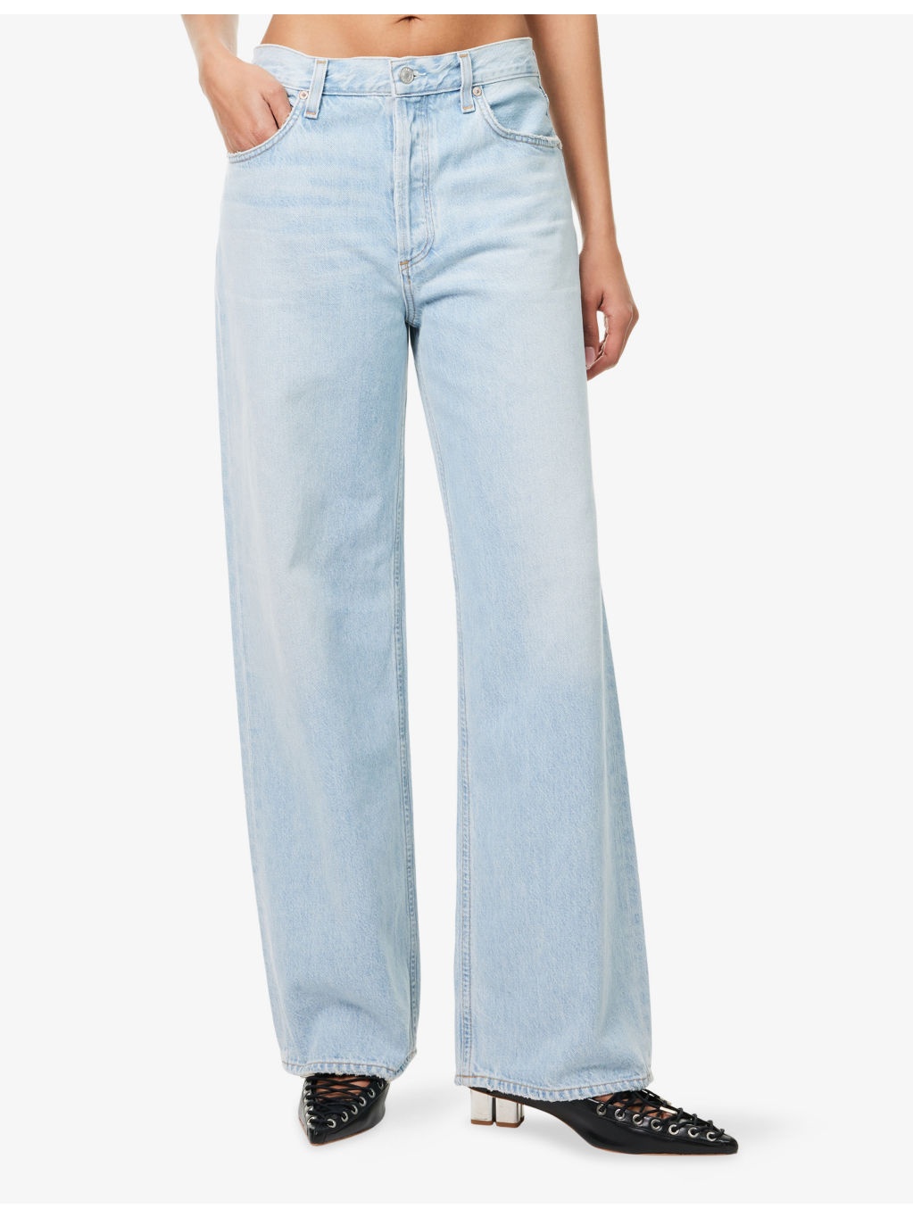 Low Slung Baggy Wide-Leg Denim Jeans - 3