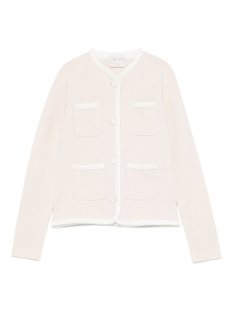 pocket-trimmed button cardigan 1