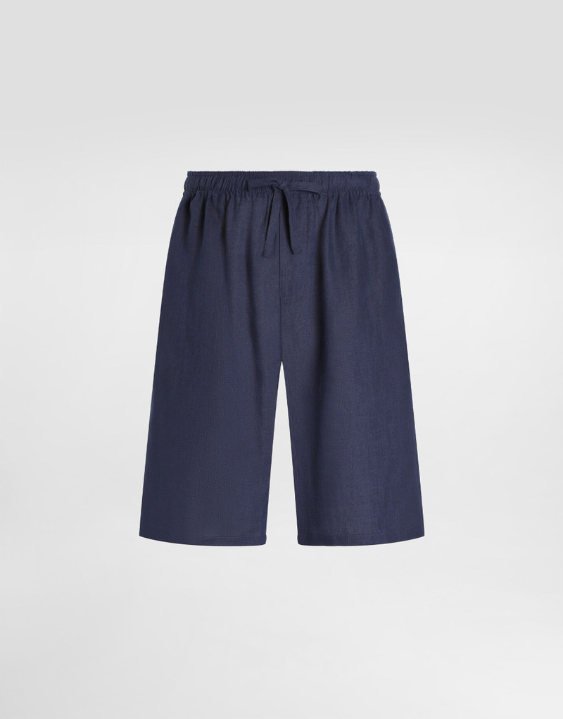 Linen shorts with DG logo embroidery - 1