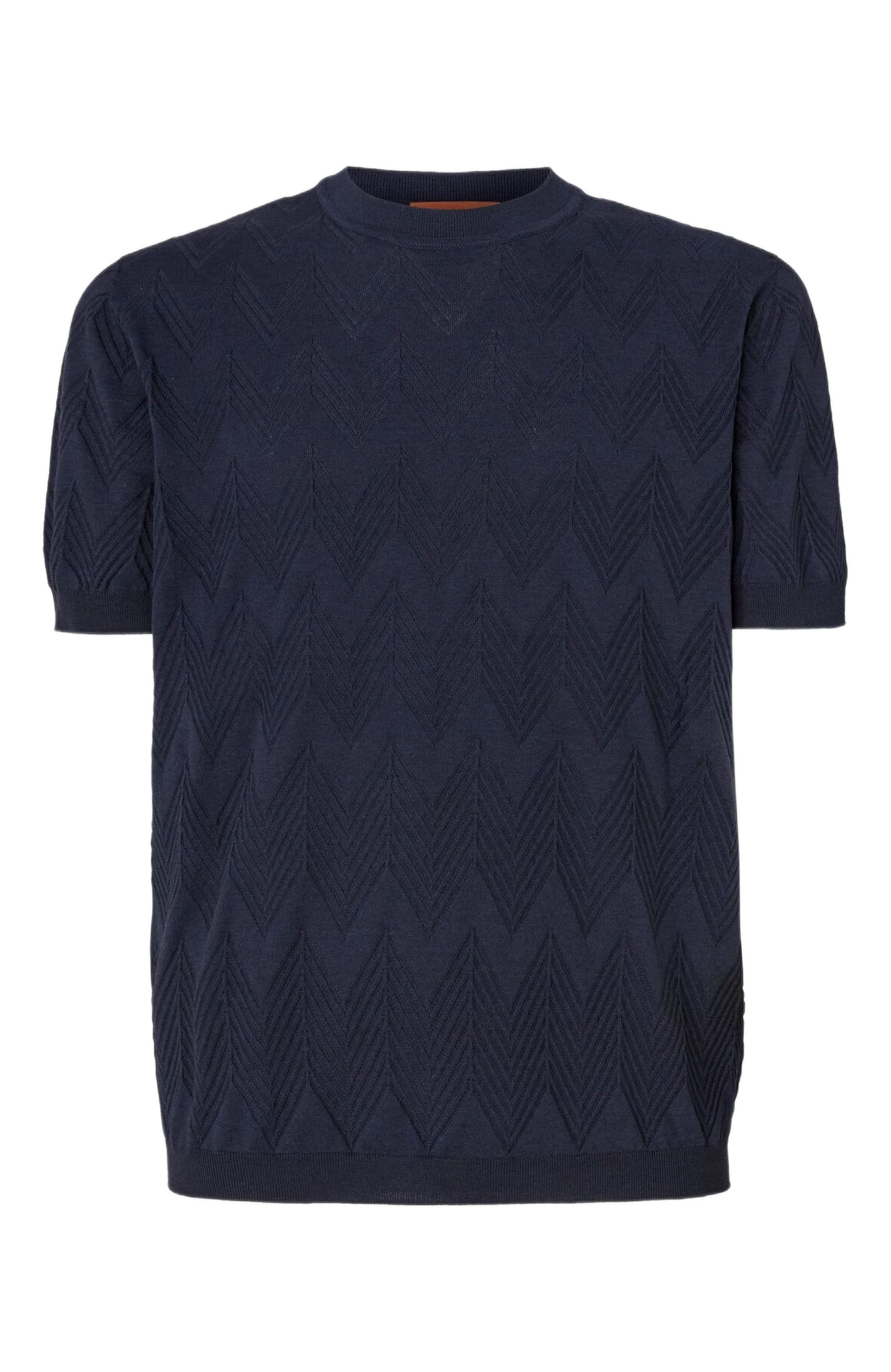 Missoni Cotton And Silk Knit Crewneck T-shirt With 3d Chevron in Blue at Nordstrom - 2