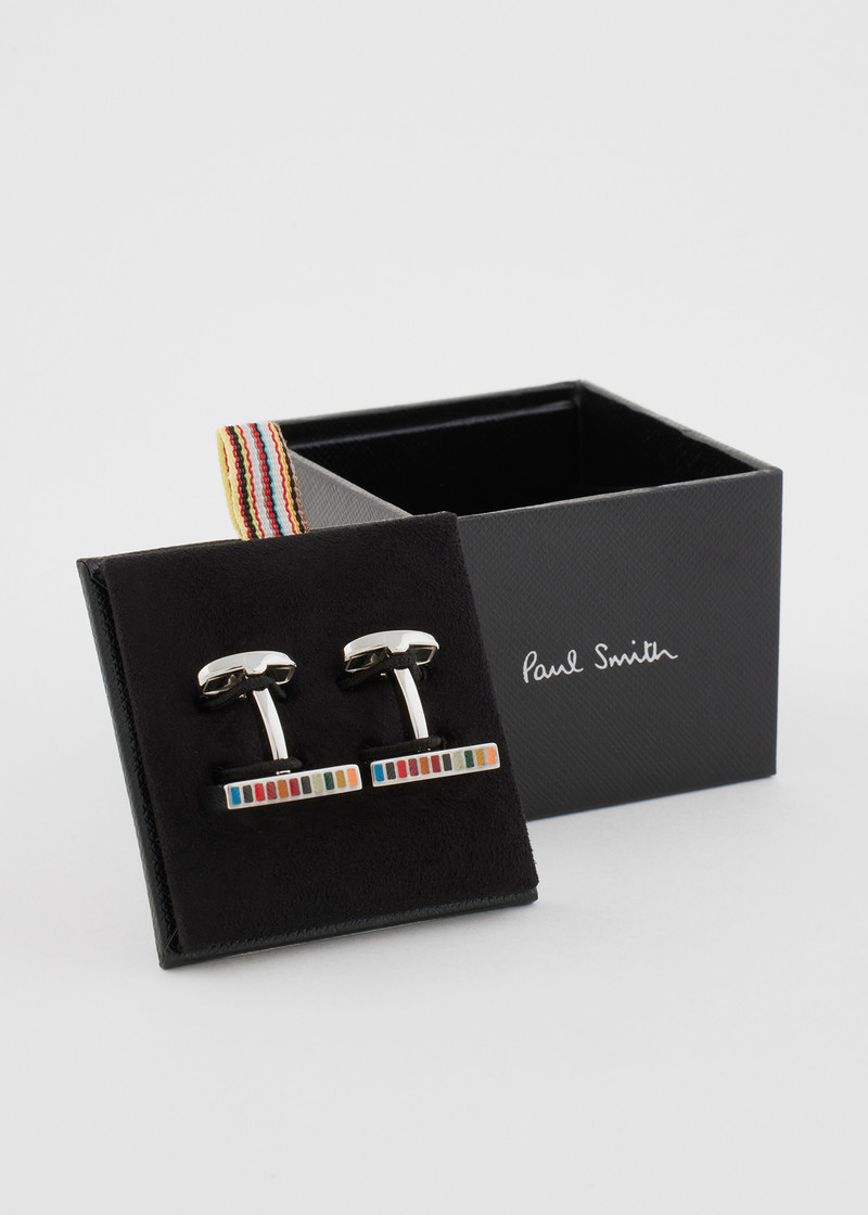 Silver 'Signature Stripe' Edge Cufflinks 4