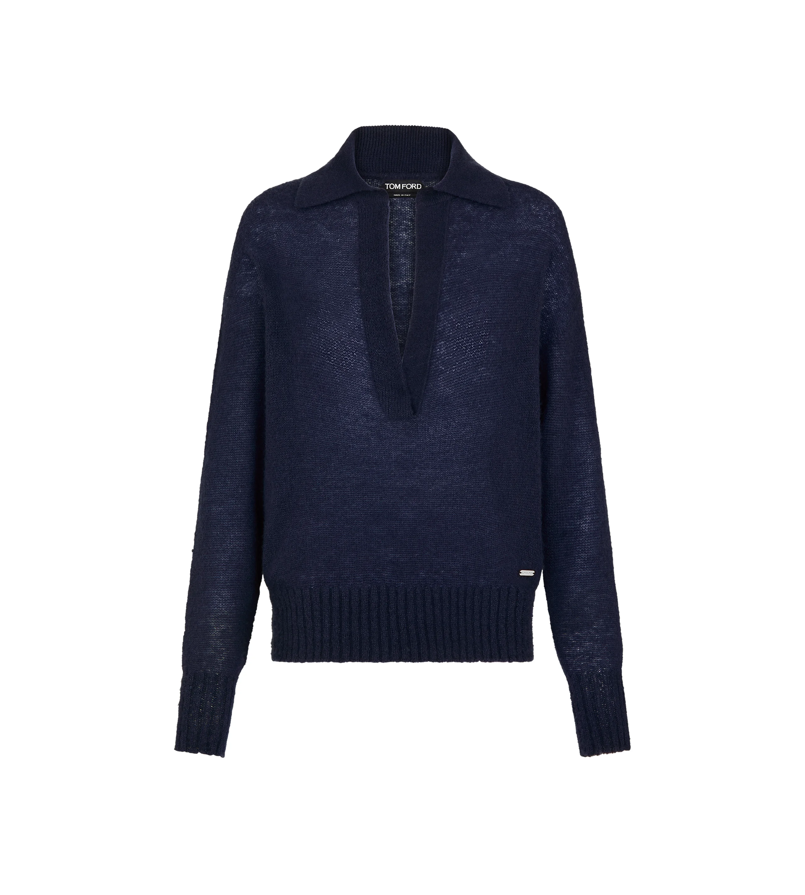 LONG SLEEVE CASHMERE SILK POLO - 1