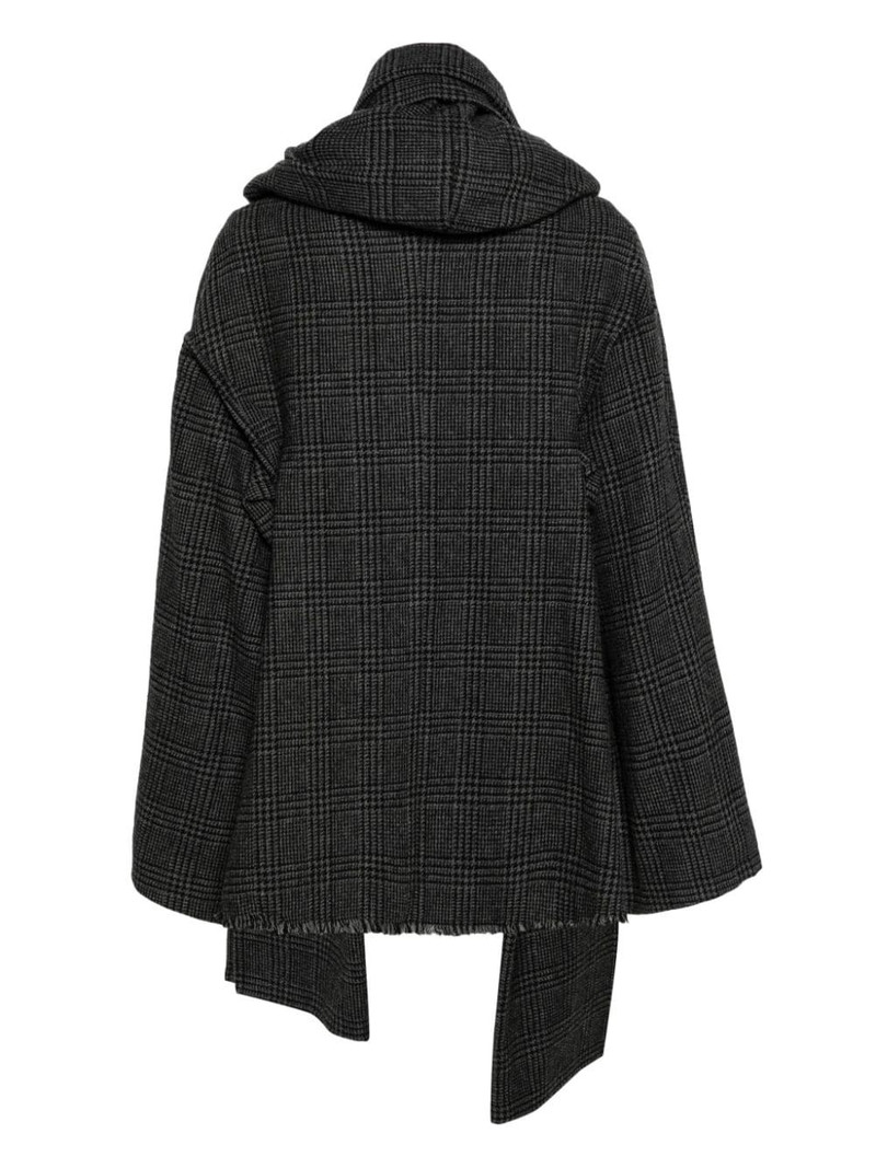 Yohji Yamamoto Combination plaid check-pattern coat outlook