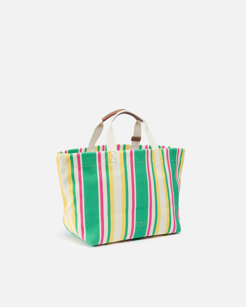 PINKO MEDIUM SHOPPER BAG IN STRIPED CANVAS outlook