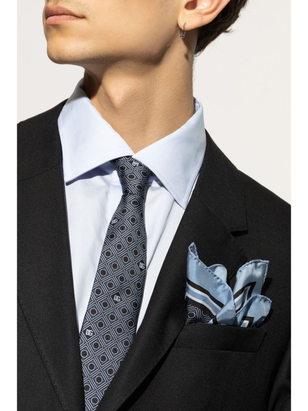 monogram-print silk pocket square - 2