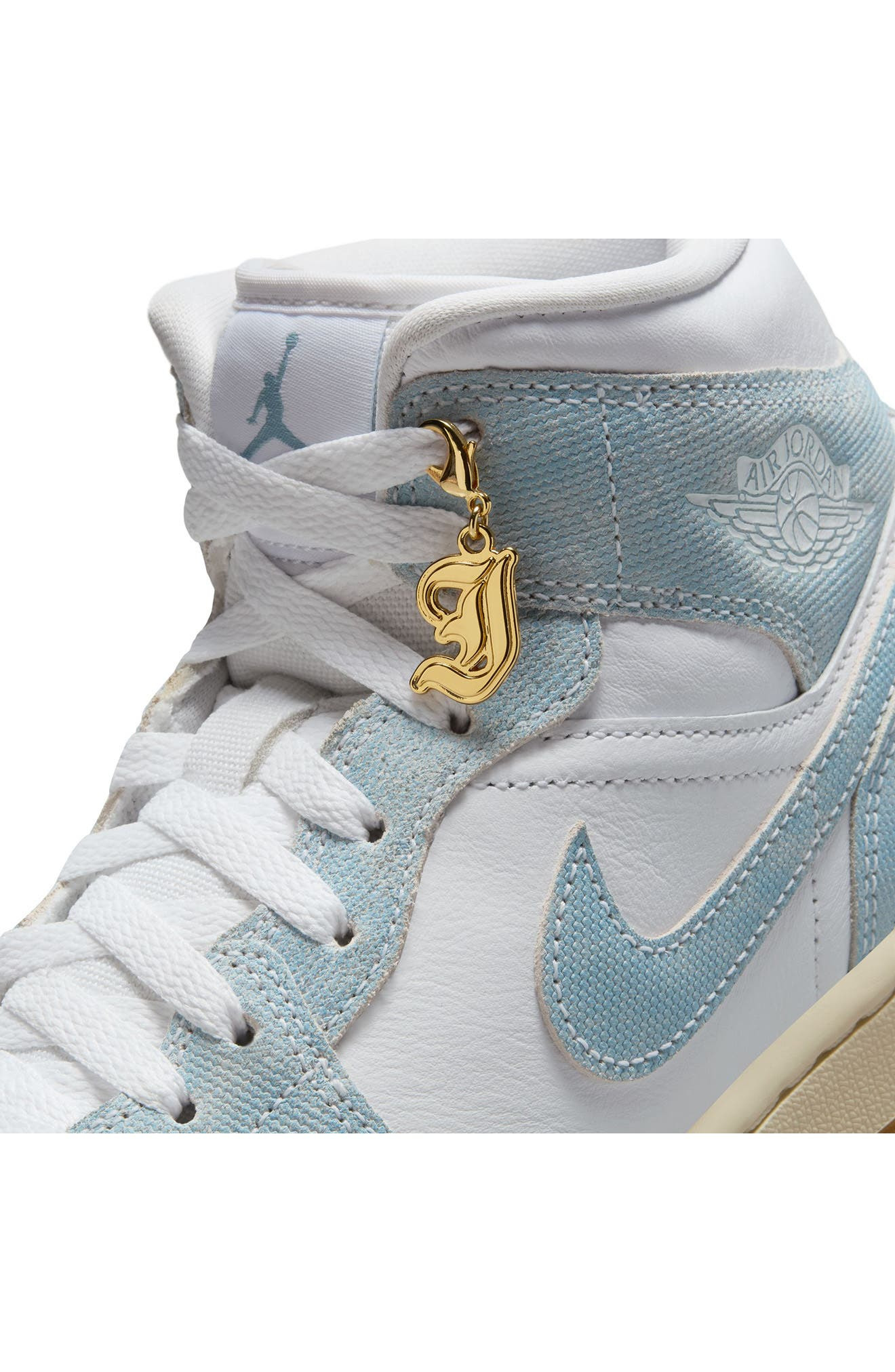 Air Jordan 1 Mid SE Velvet Basketball Sneaker in 100 White/wrnblu at Nordstrom - 9