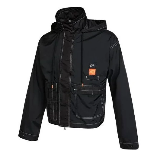Men's Nike KD Swoosh Embroidered Pattern Woven Basketball Jacket Asia Edition Black CV2404-010 - 1