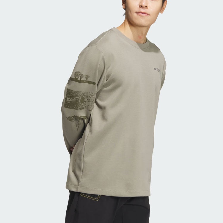 adidas x National Geographic Aeroready Graphic Long Sleeve Tee 'Silver Pebble' IS9509 - 4