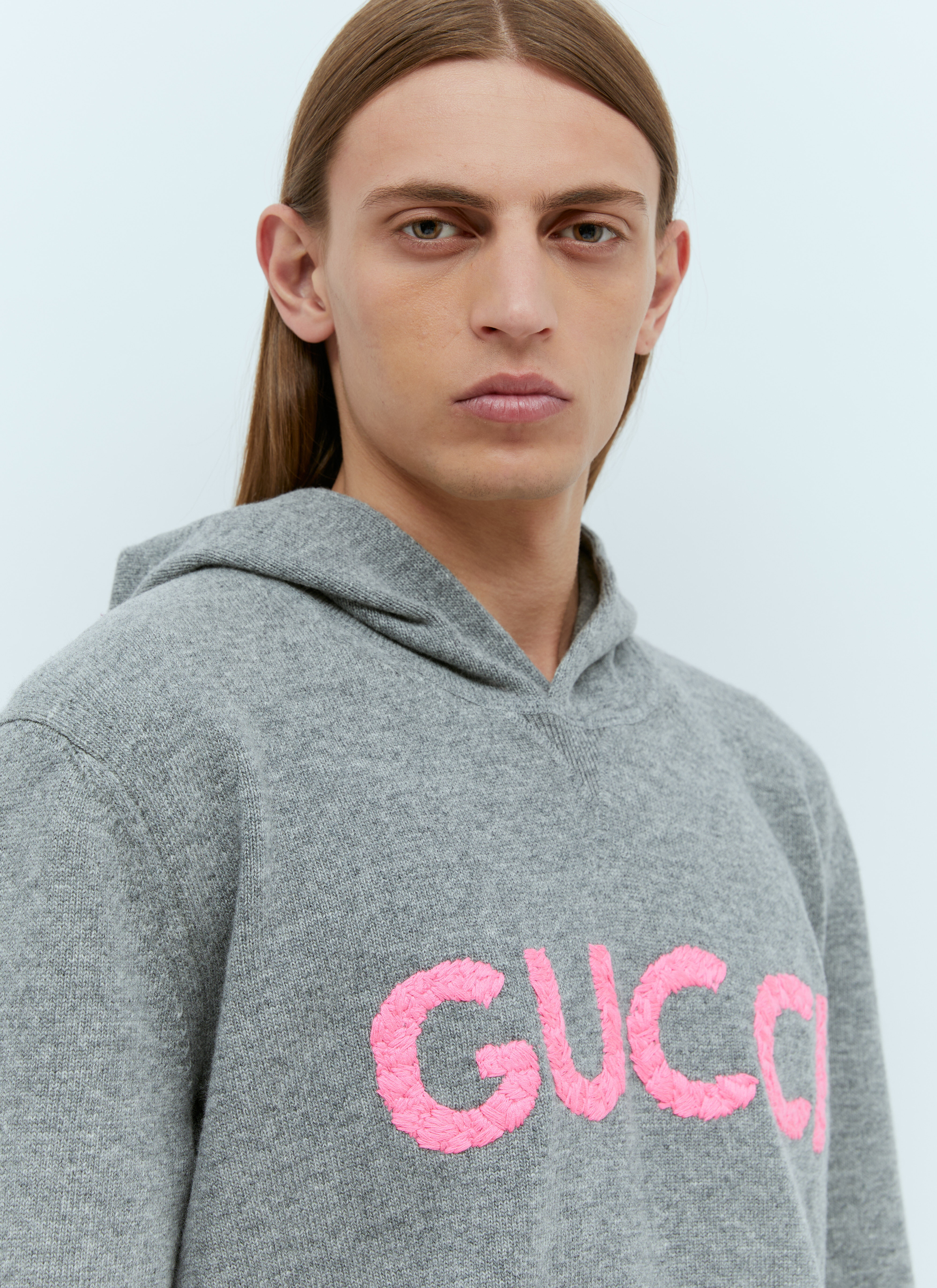 Tennis Gucci Rosa Pullover GUCCI Logo Embroidery Wool Hooded Sweatshirt  Lncc REVERSIBLE