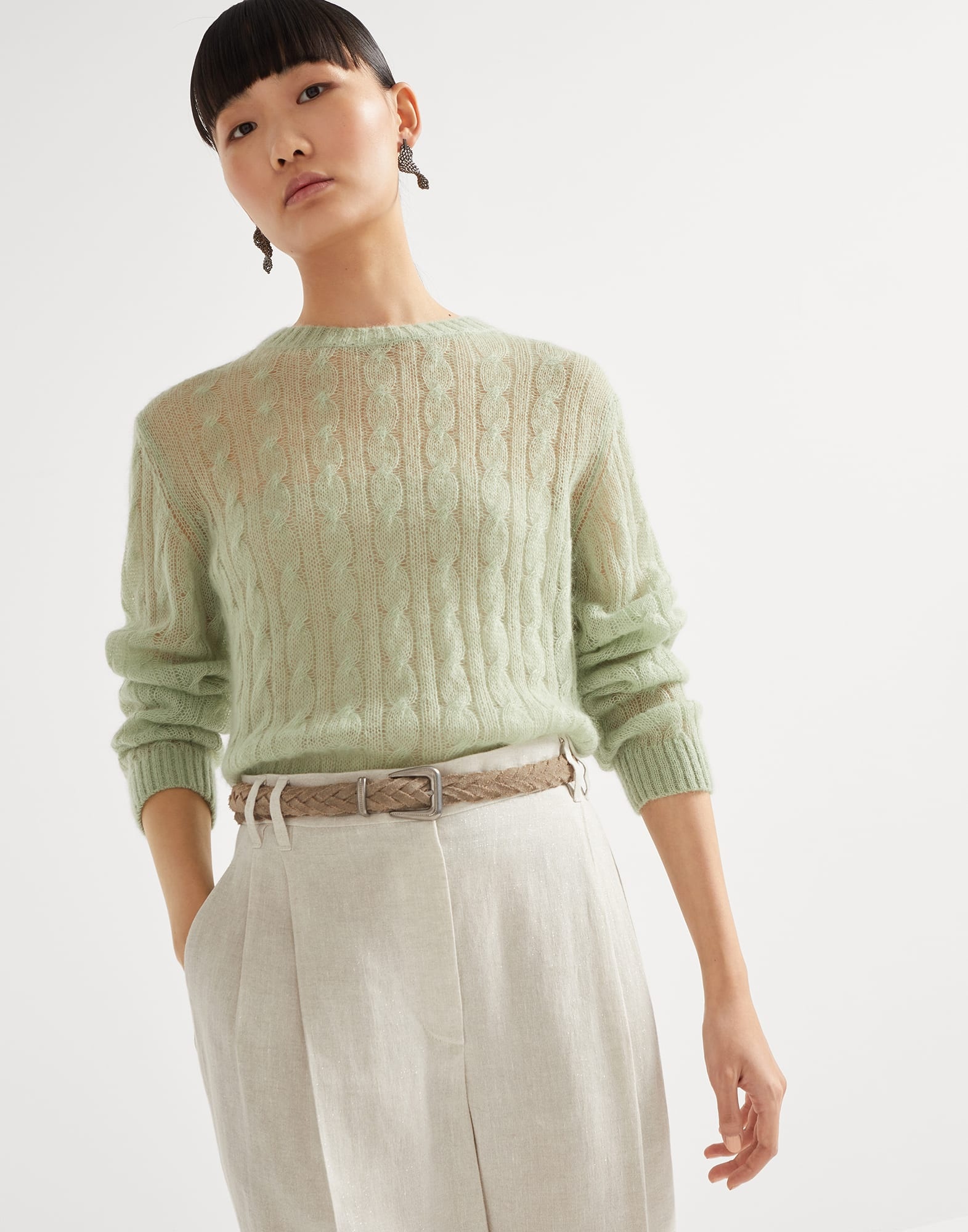 Mohair and wool cable knit sweater - 4