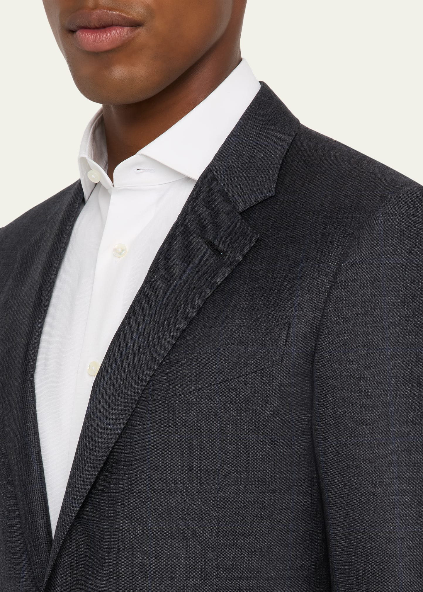 Men's Wool Windowpane Plaid Two-Piece Suit - 5