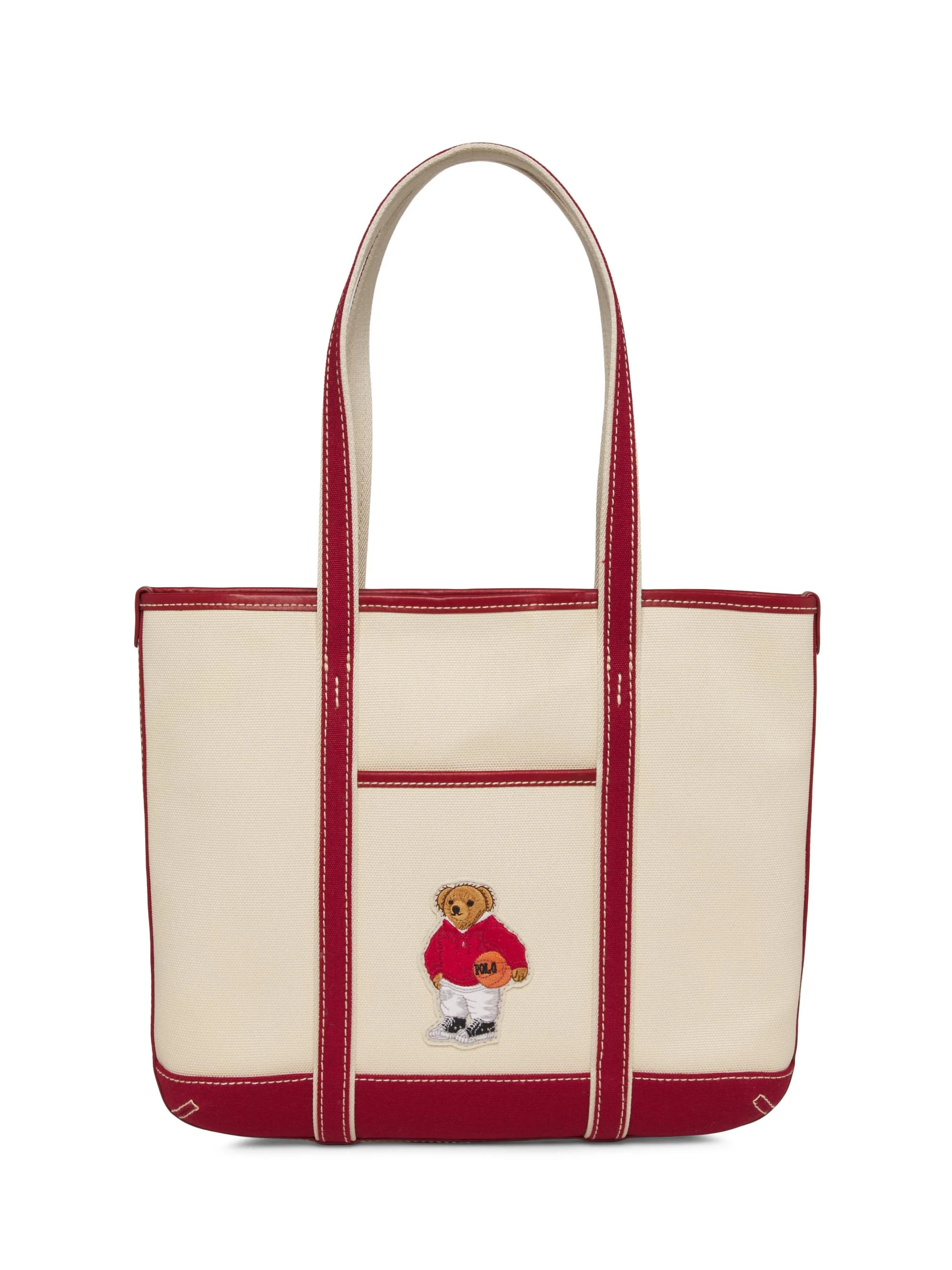 Women's Polo Bear Canvas Tote Bag - Ecru Tan - 1