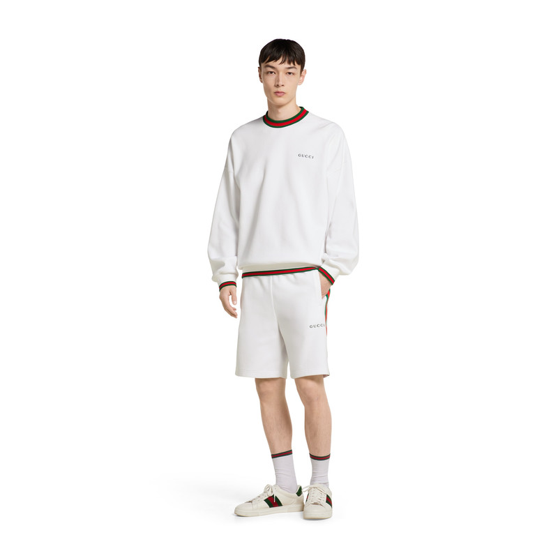 GUCCI Cotton piquet shorts with Web outlook