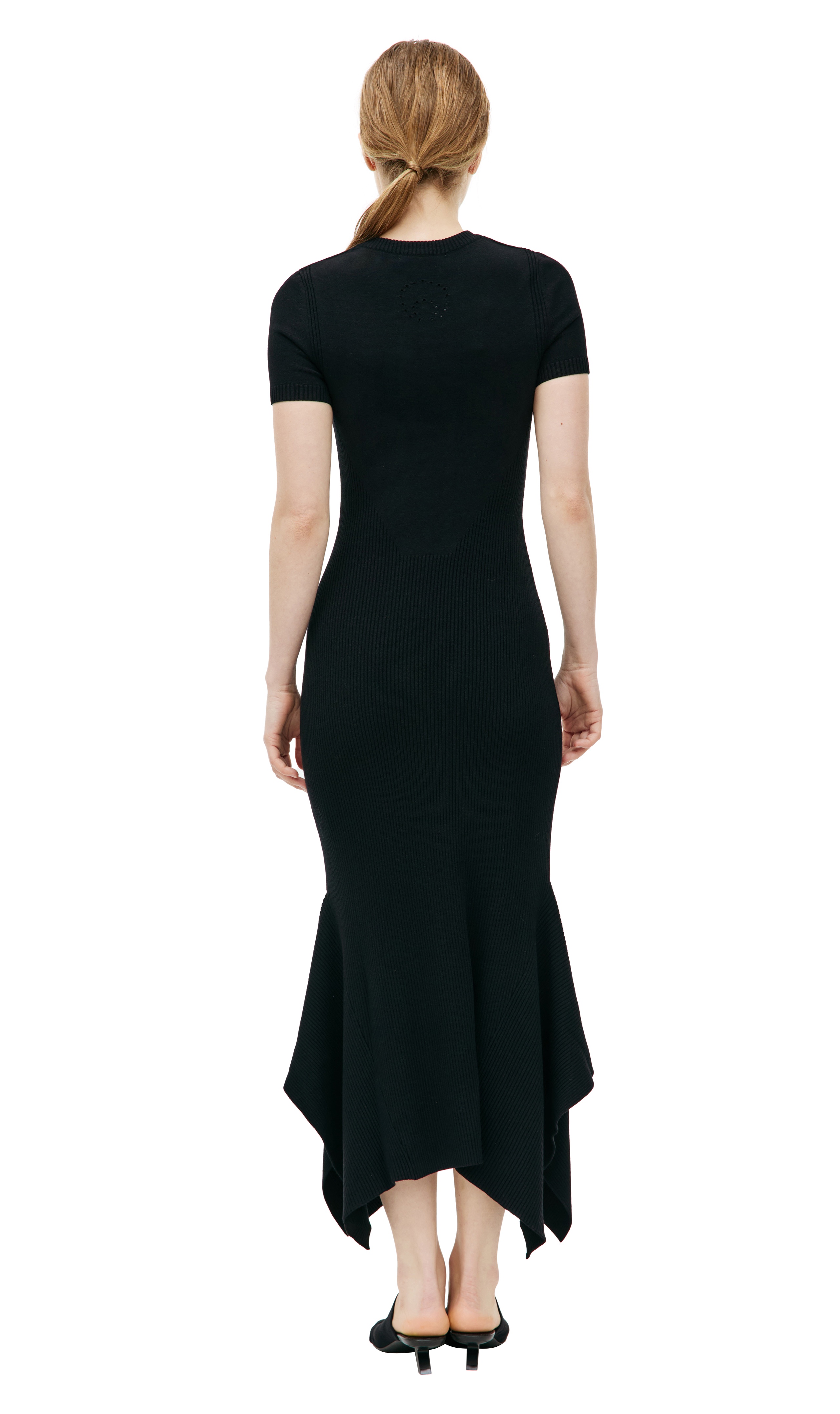 BLACK RIBBED MAXI DRESS - 3