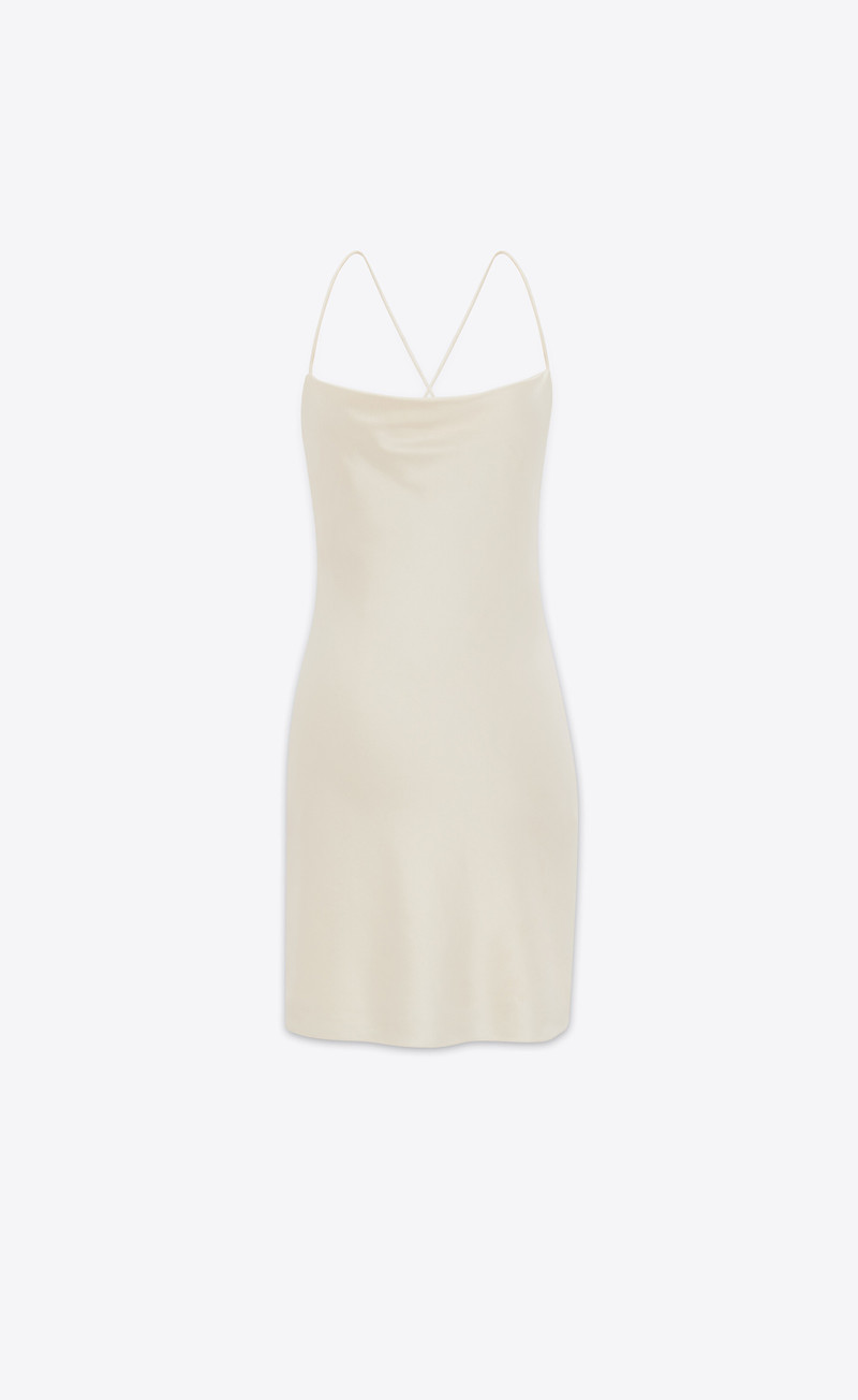 cowl back dress in silk satin - 1