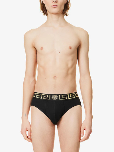 VERSACE Logo-waistband pack of two stretch-cotton briefs outlook