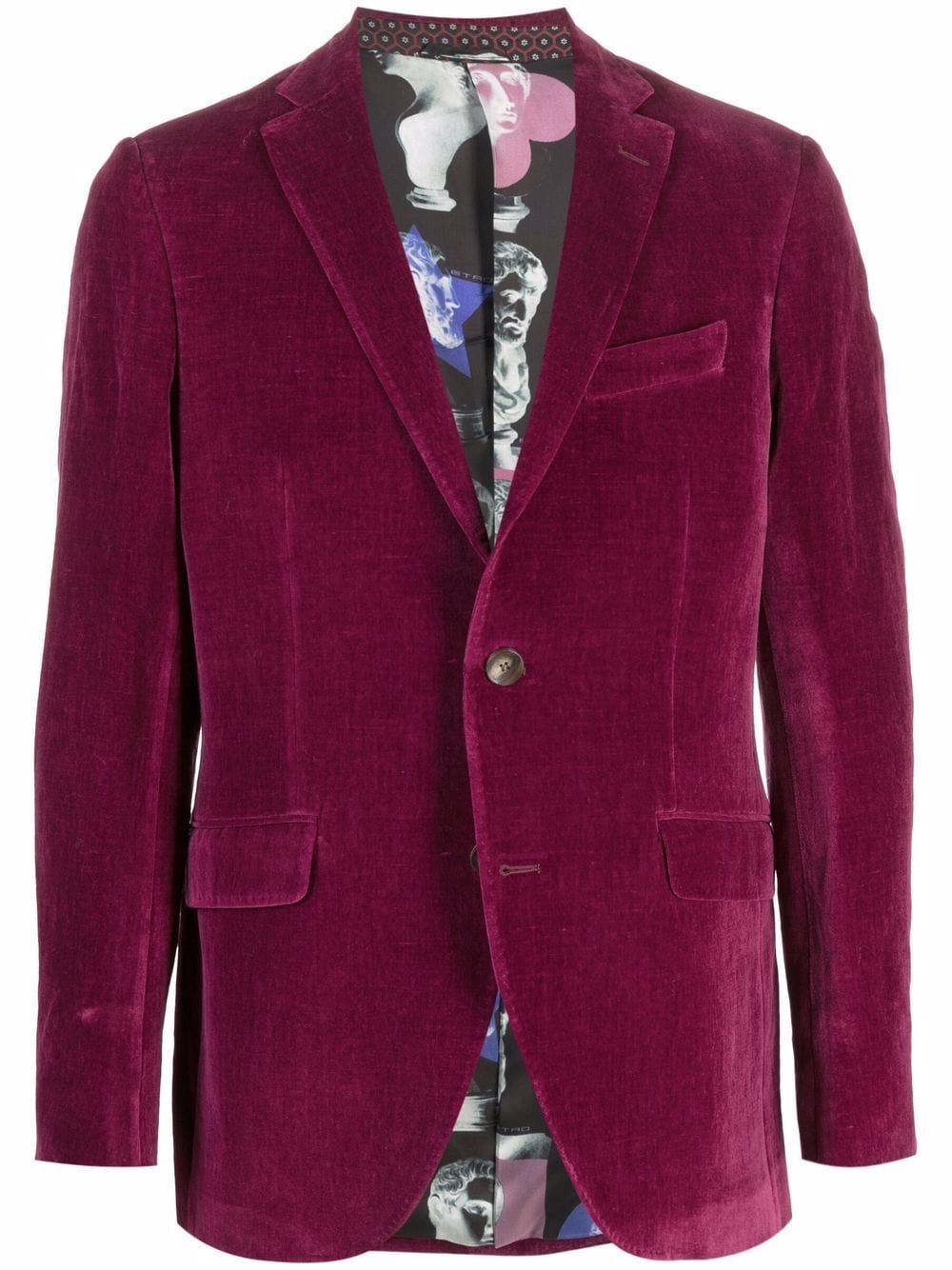 single-breasted velvet-effect blazer - 1