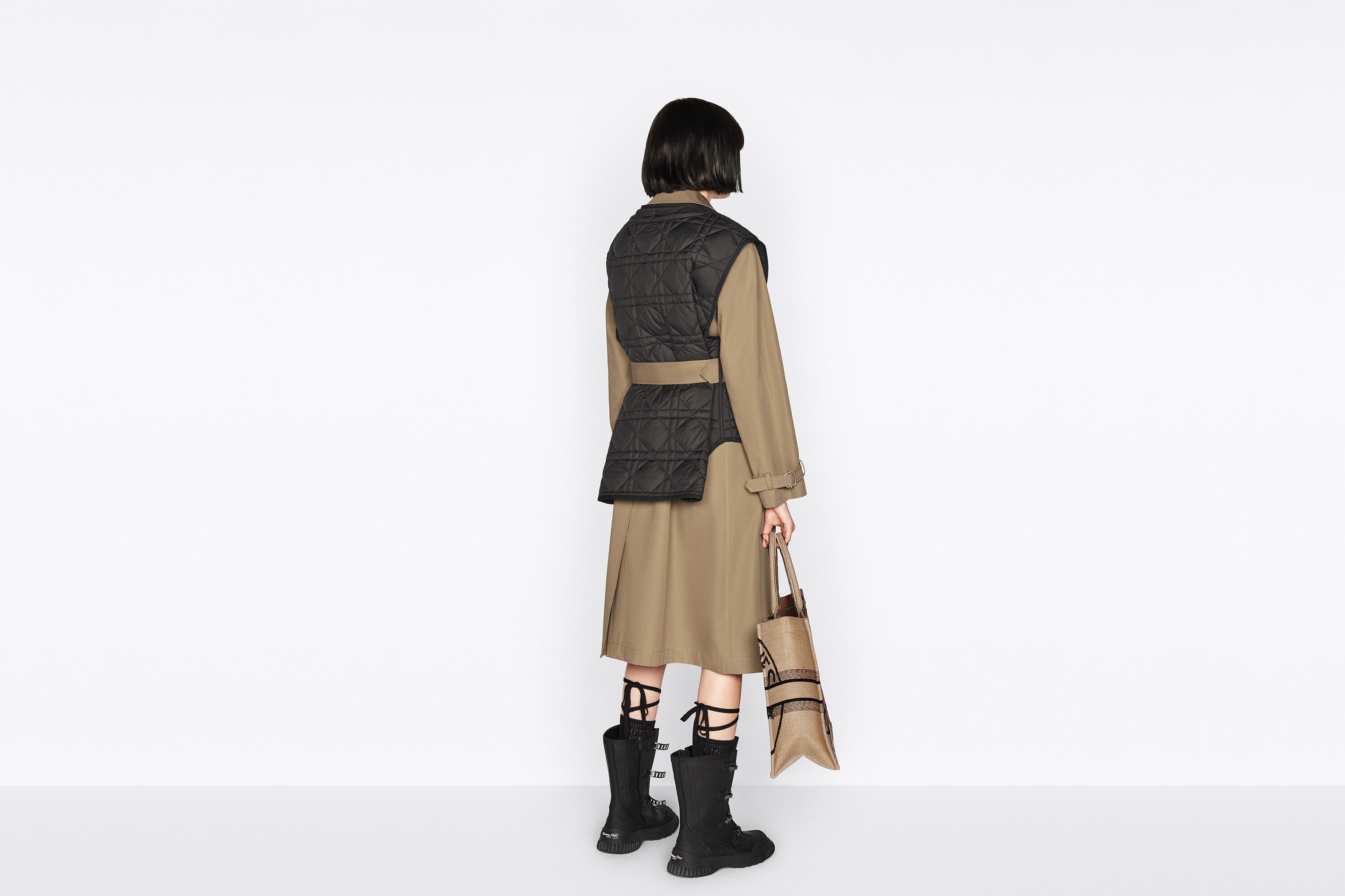 Trench Coat with Removable Macrocannage Vest - 9