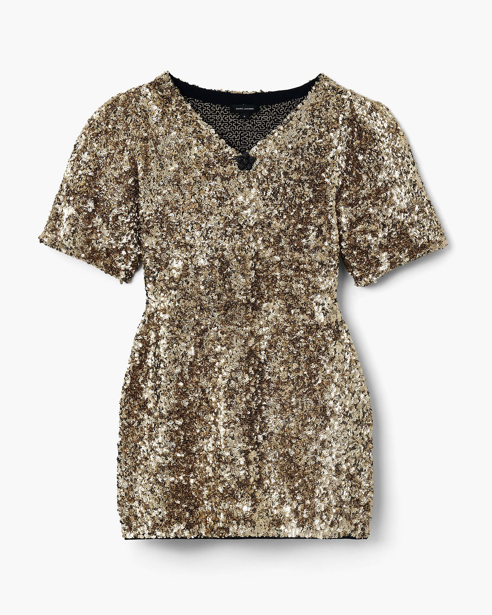 SEQUIN V-NECK KNIT DRESS - 2