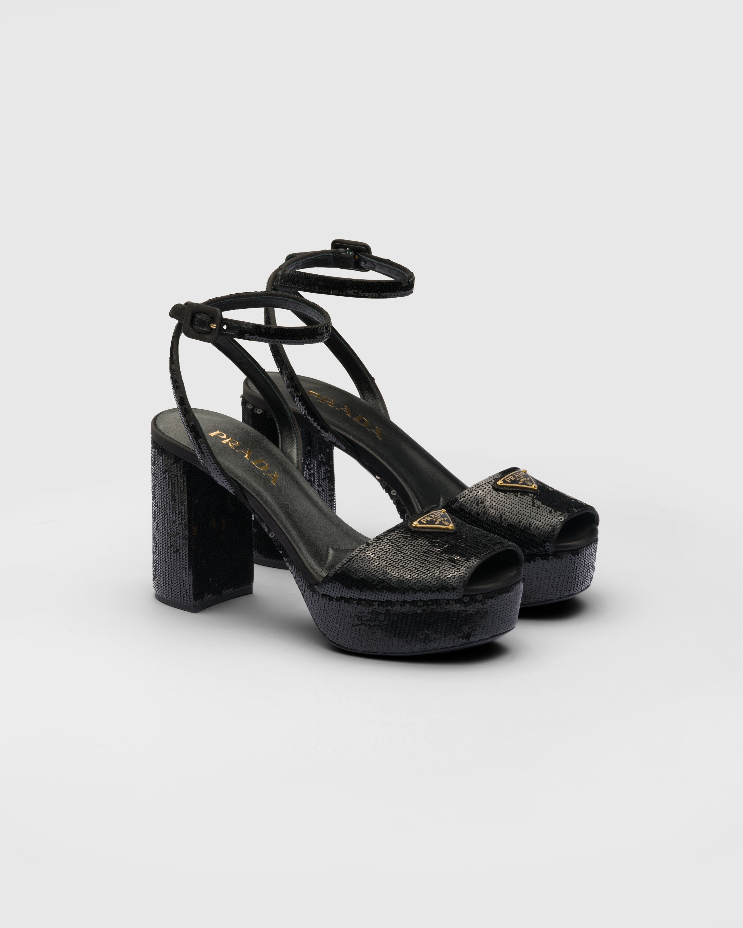 Sequined satin platform sandals - 1