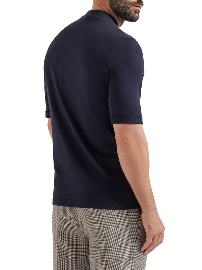 Men's Cotton Jersey Mock-Neck T-Shirt - Navy Blue 3