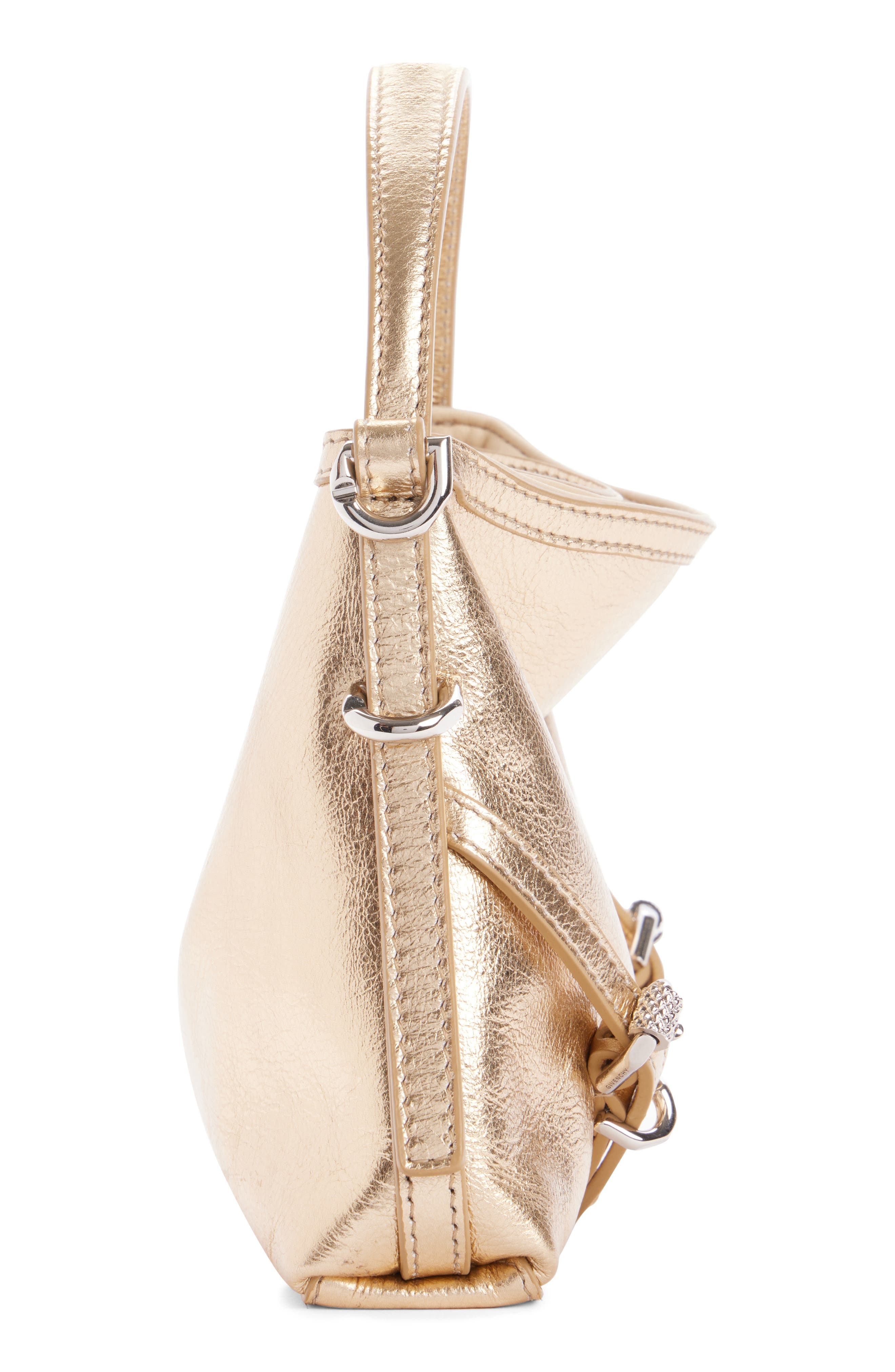 Givenchy Nano Voyou Metallic Leather Top Handle Bag in Golden Sand at Nordstrom - 5