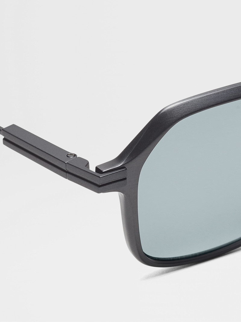 ZEGNA NAVY BLUE ALUMINUM AND METAL SUNGLASSES outlook
