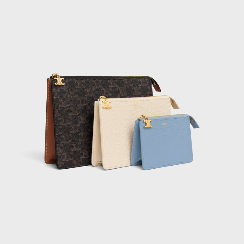CELINE THREE POUCHES SET TRIOMPHE CHARMS IN TRIOMPHE CANVAS & GRAINED CALFSKIN outlook