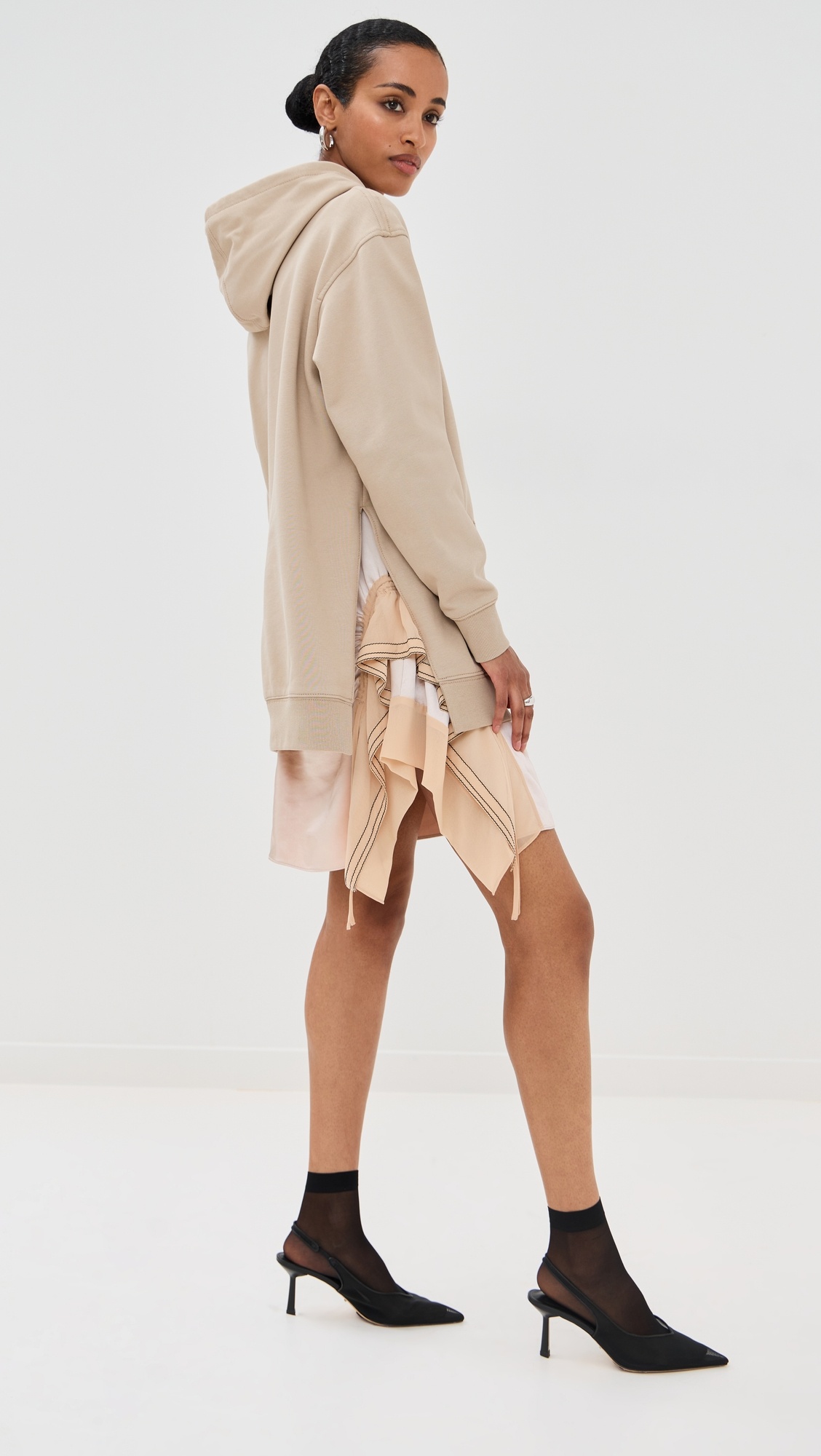 Hoodie Combo Dress with Mini Slip Skirt - 3