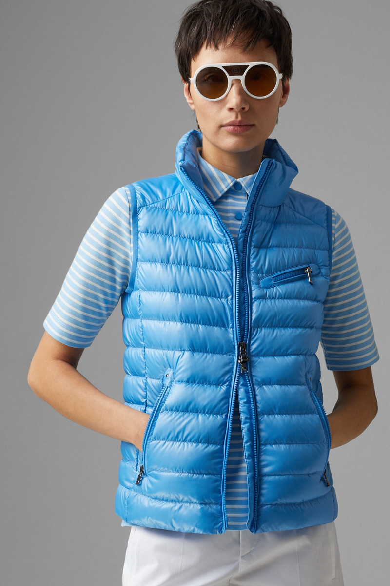 Florisa lightweight down vest in Blue 2