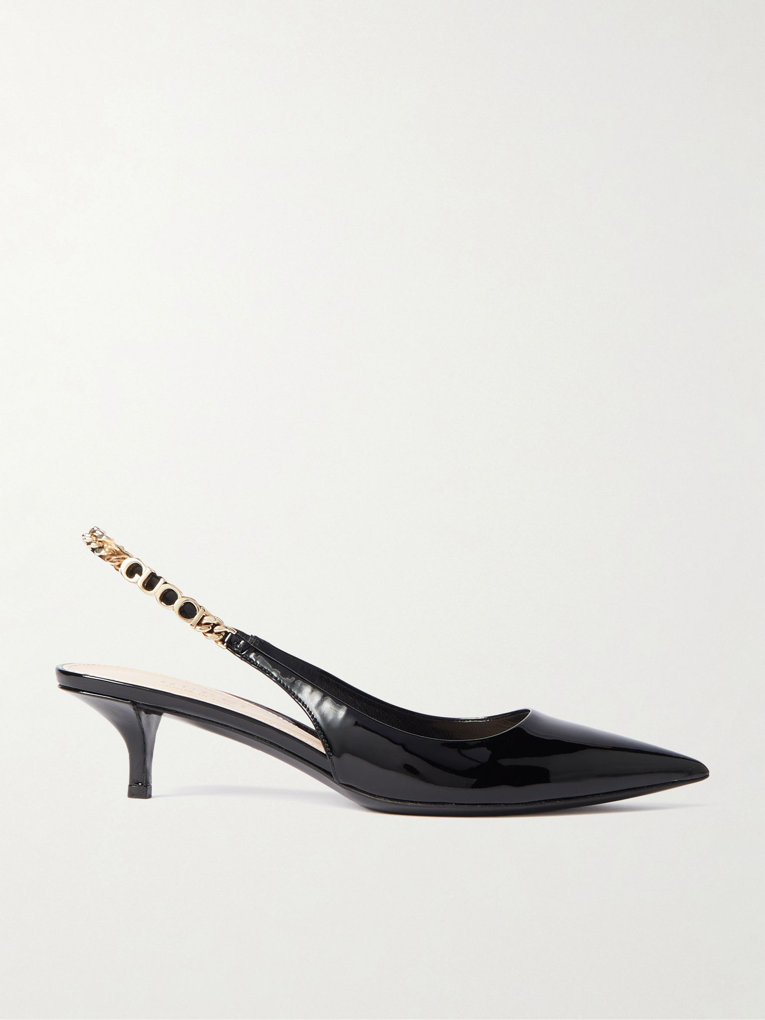 Signoria embellished patent-leather slingback pumps Black - 1