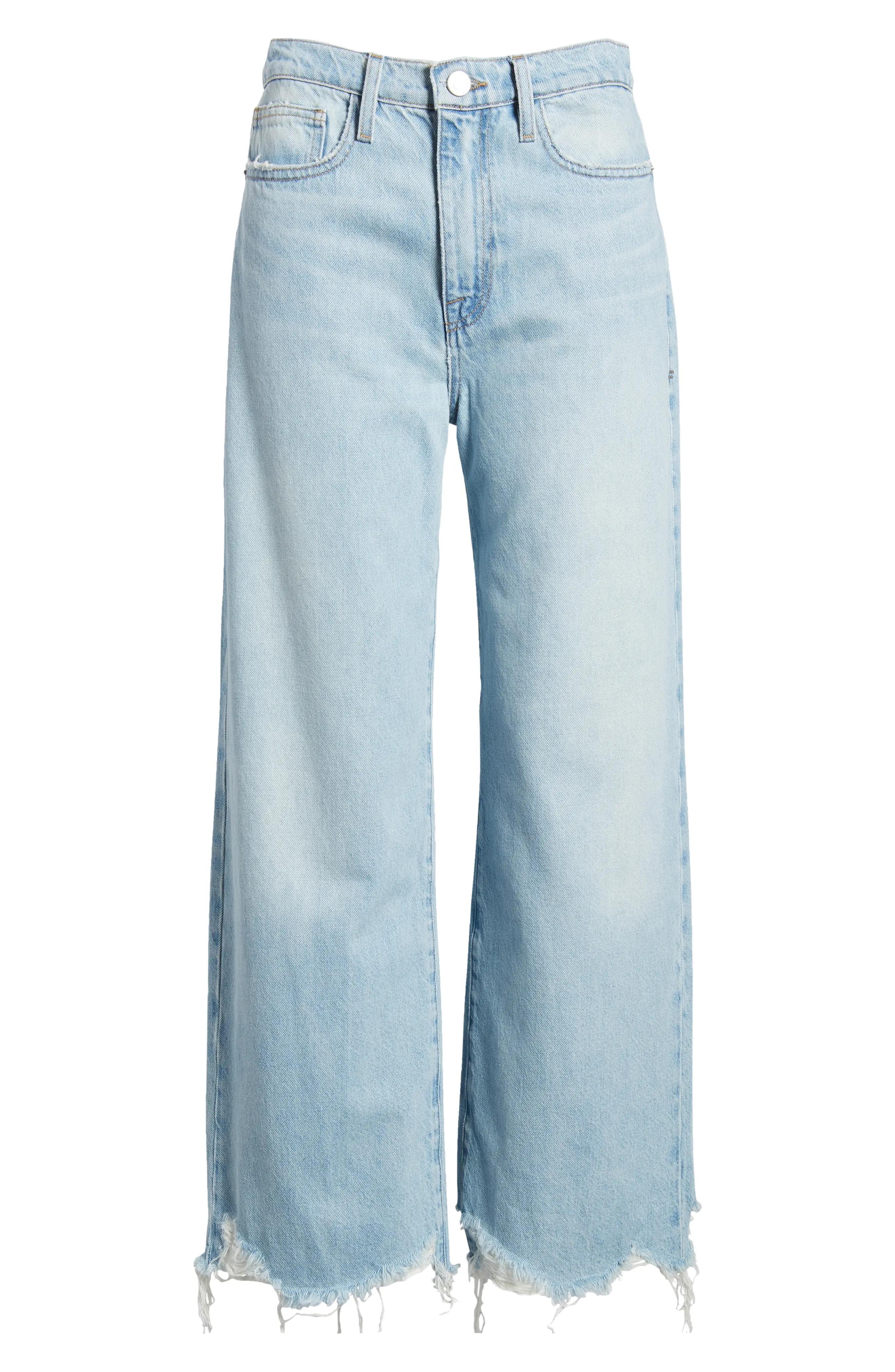 Le Jane Wide Leg Frayed Crop Jeans - 5