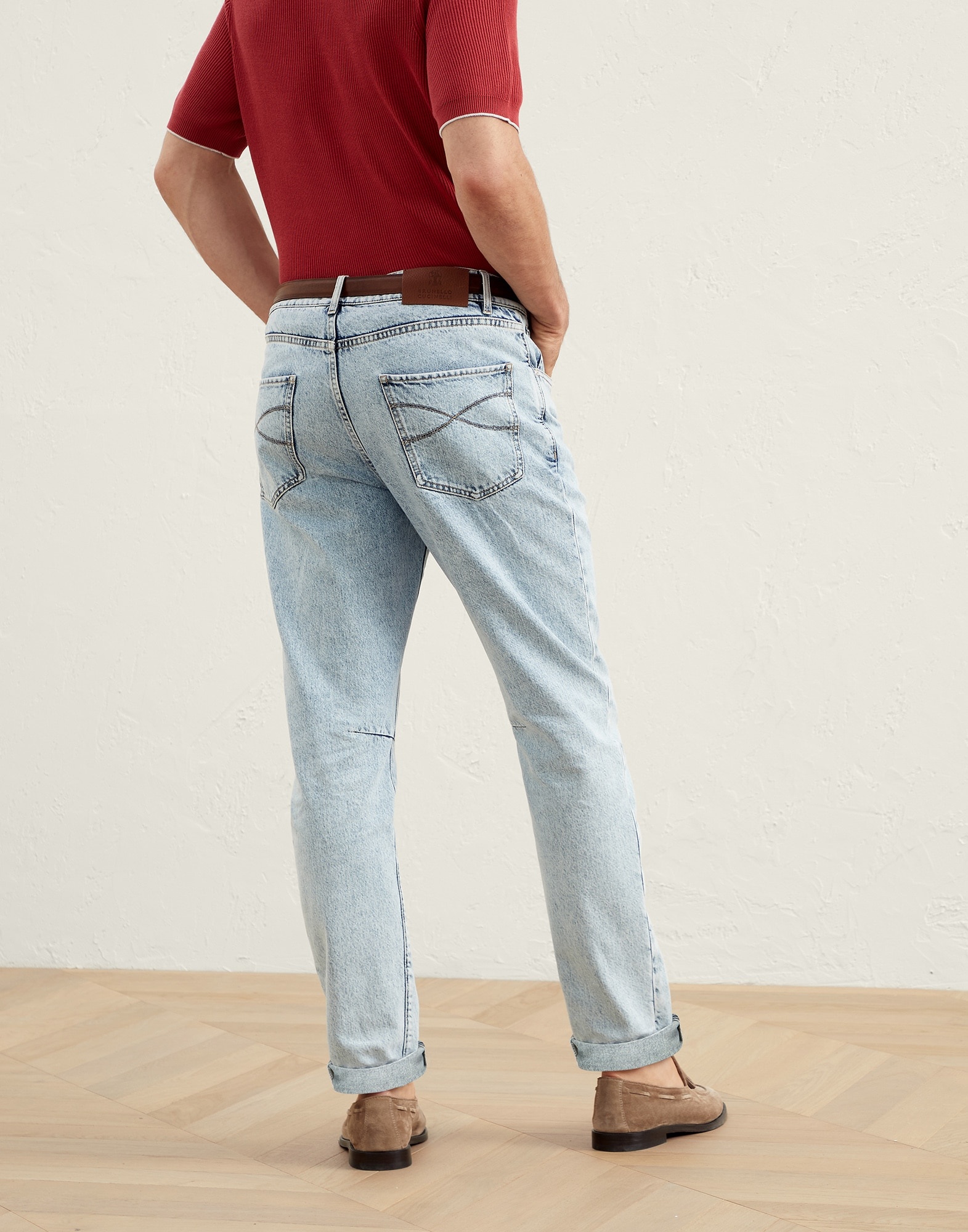 Aged denim leisure fit five-pocket trousers - 2