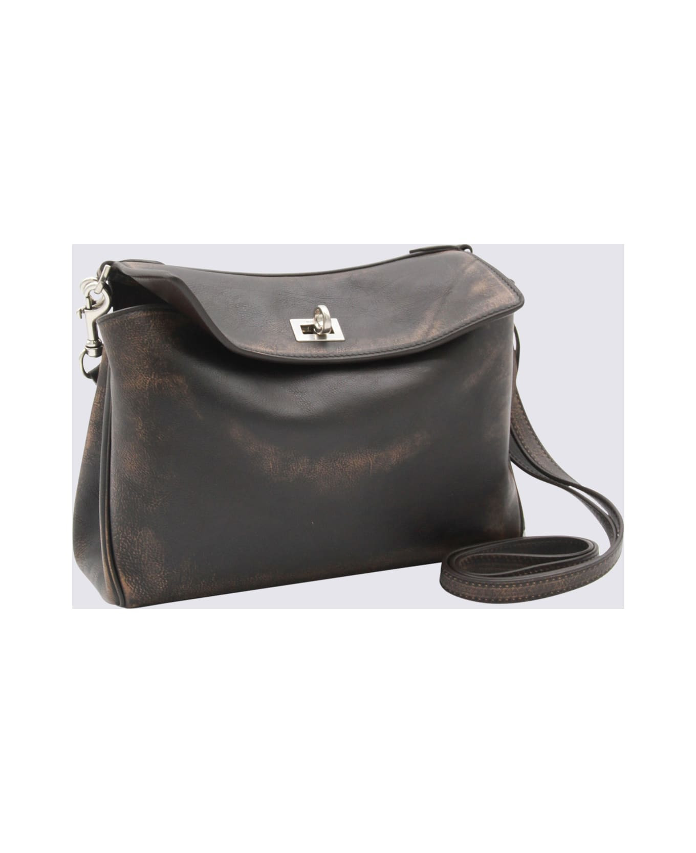 Dark Brown Leather Rodeo Small Shoulder Bag - 2