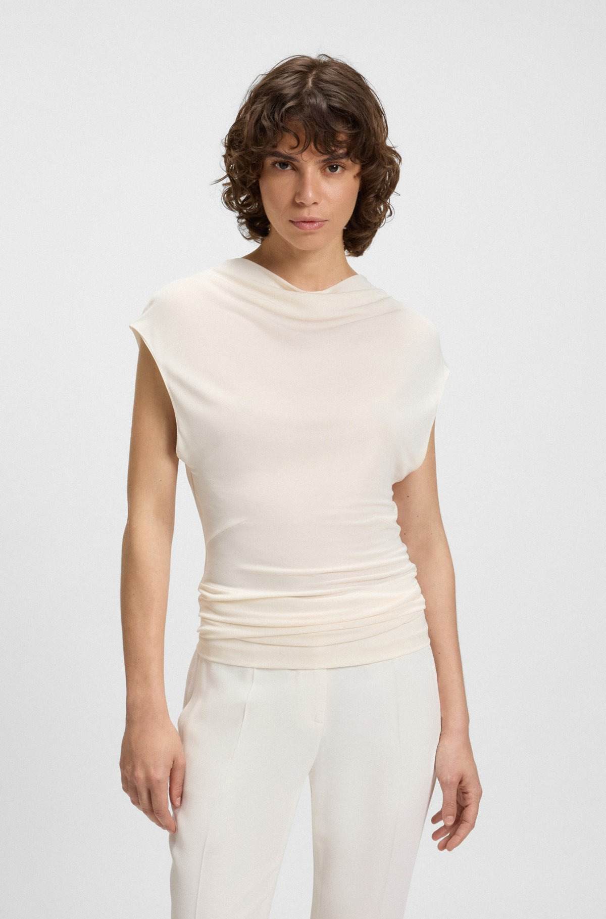 HIGH-NECK TOP IN MATTE FABRIC - 2