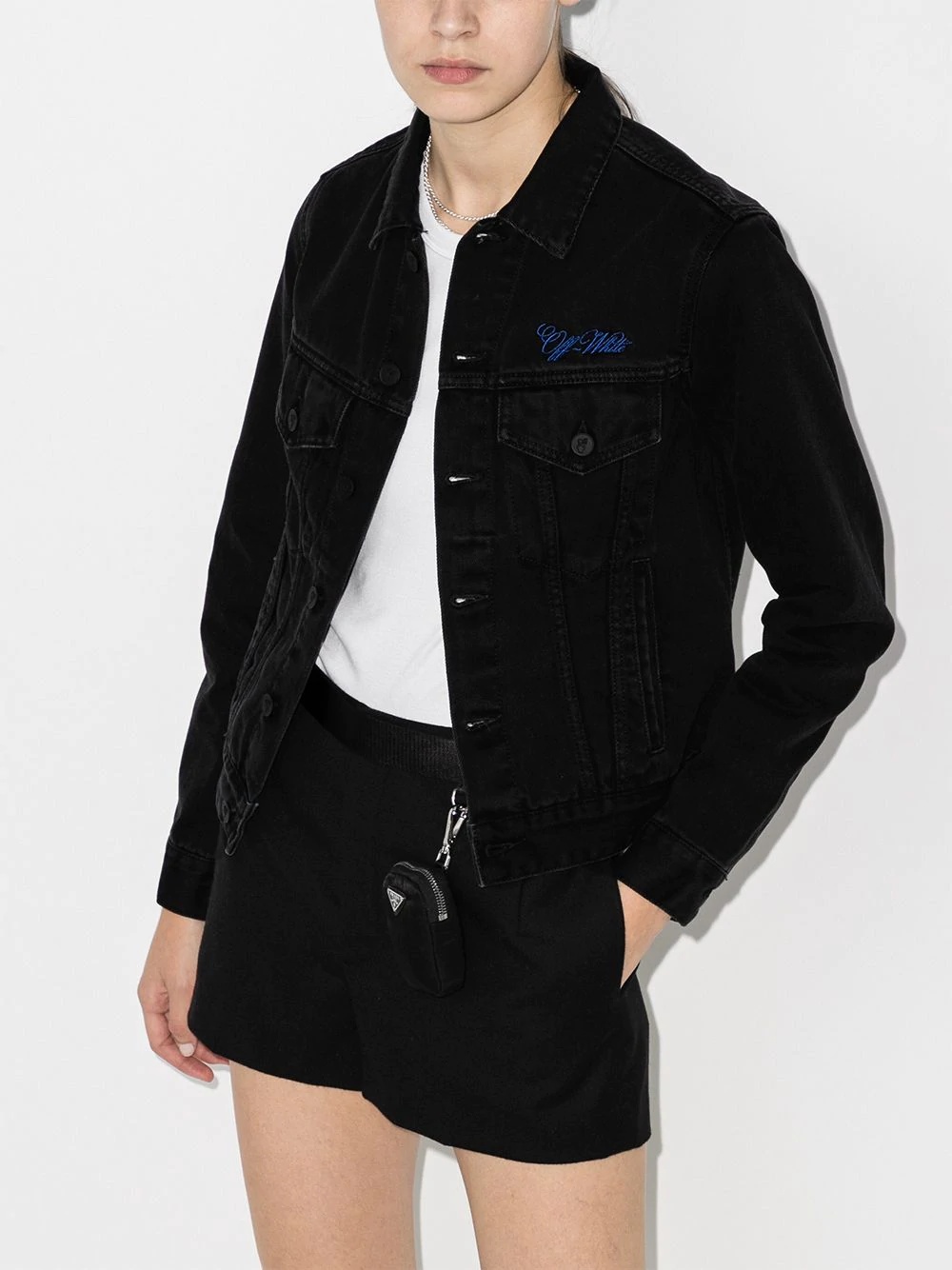 embroidered logo denim jacket - 2