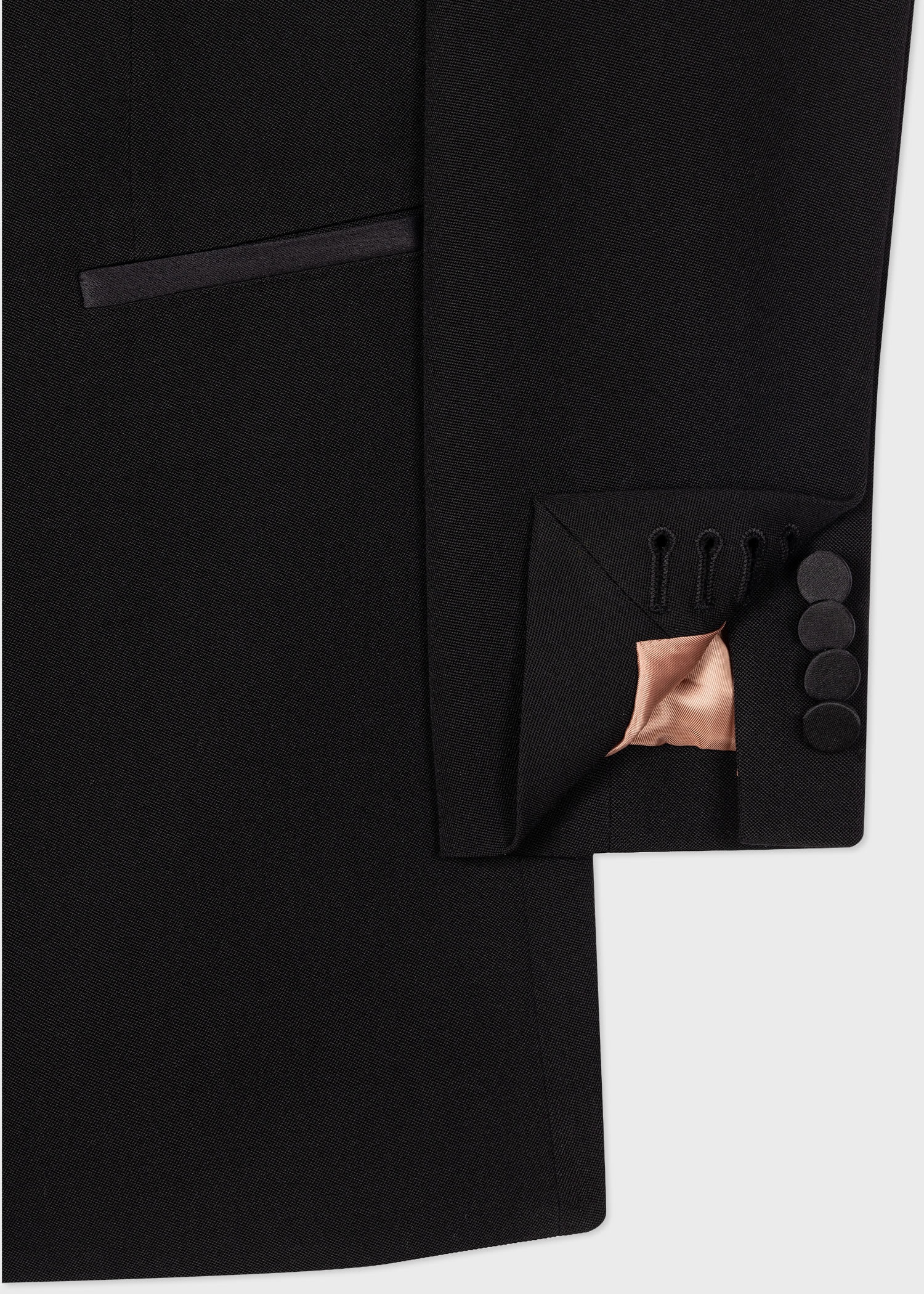 Black Satin Double-Breasted Blazer - 3