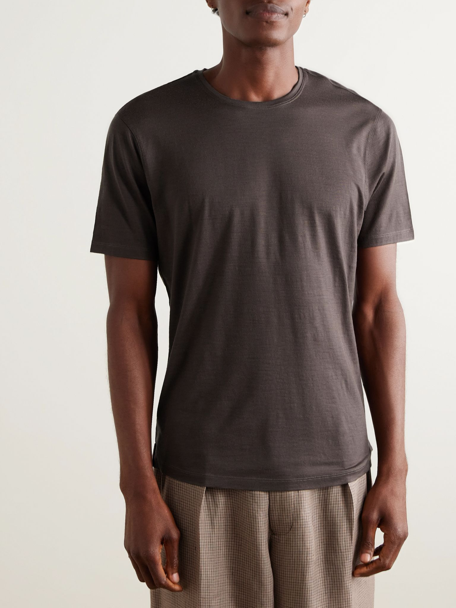 OB-T Slim-Fit Merino Wool-Jersey T-Shirt Brown - 3