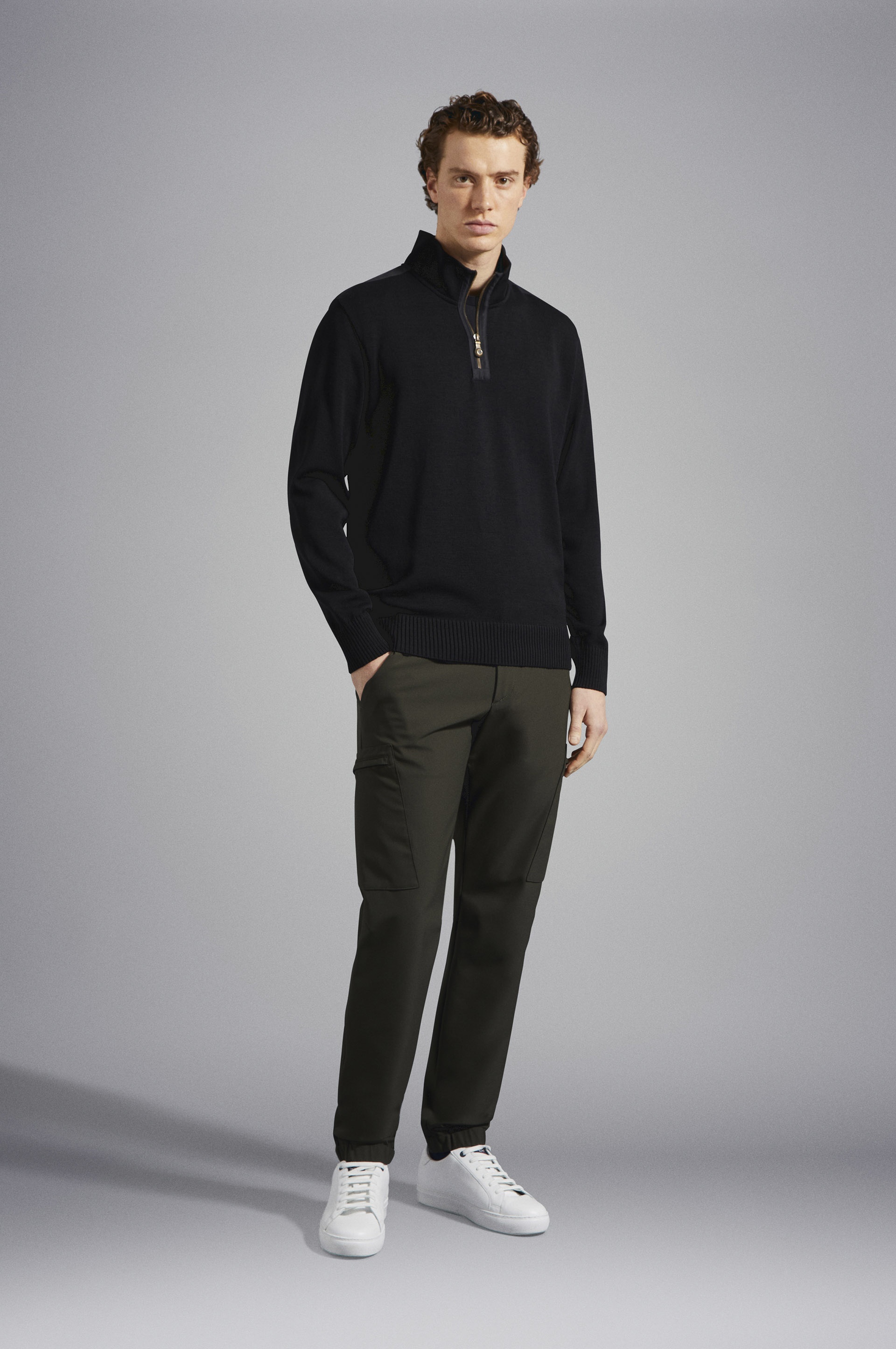BRETAGNE WOOL HALF ZIP SWEATER WITH ICONIC BADGE - 2