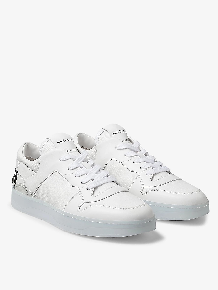 Florent F logo-print leather and cotton-canvas low-top trainers - 3