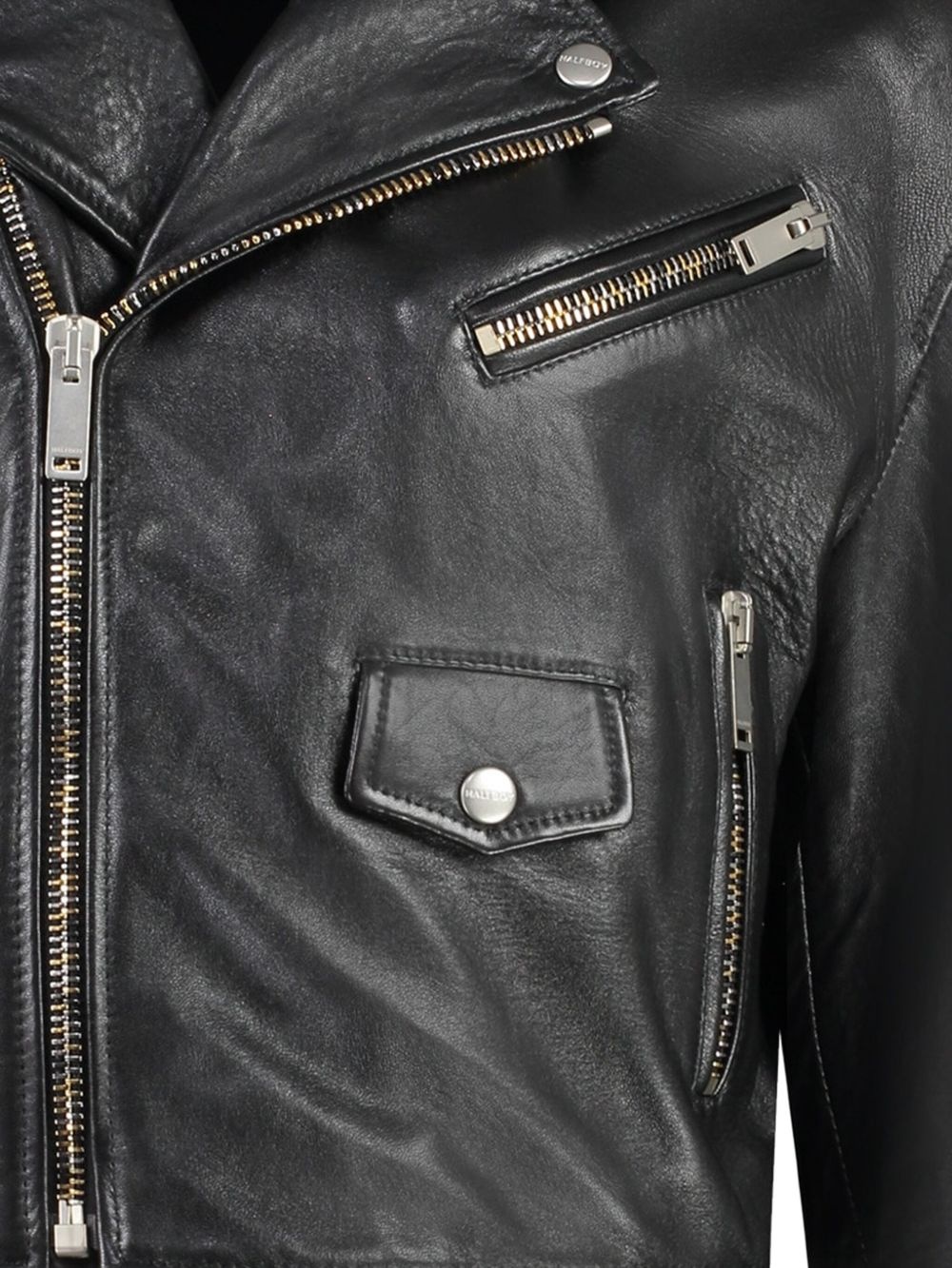 cropped biker leather jacket - 3