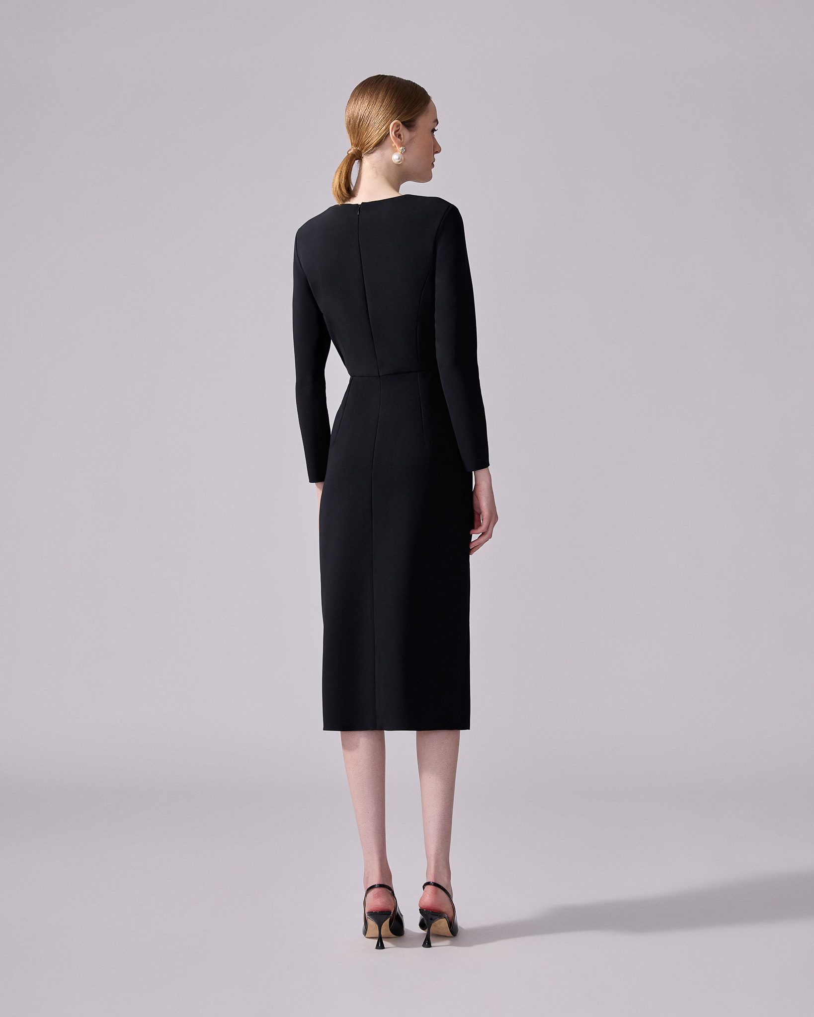 Sheath Dress With Side Drape - 3