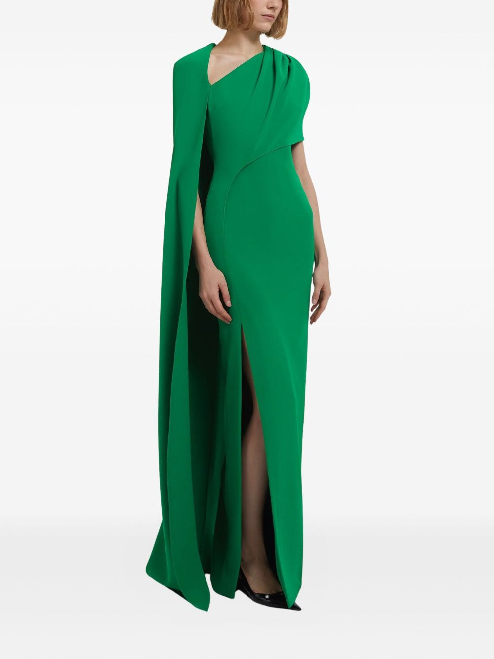 asymmetric cape column gown - 3